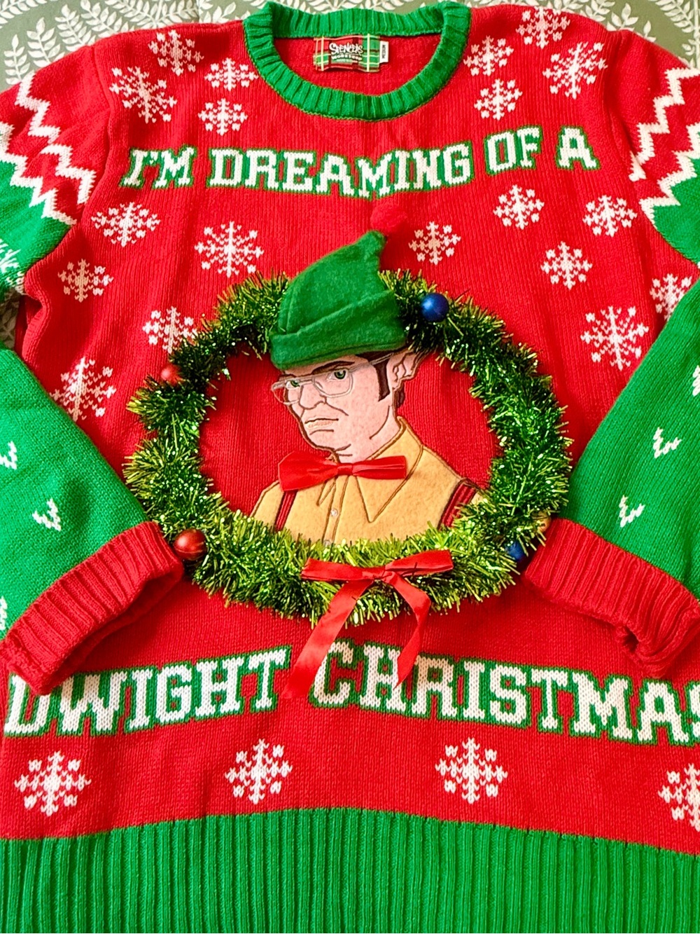 Spencer's Red & Green 'I'm Dreaming of a Dwight Christmas' Holiday Sweater